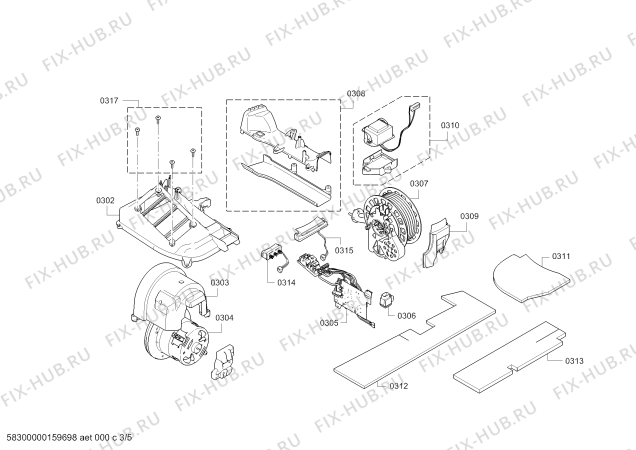 Схема №2 BGS62530 Roxx`x ProPower с изображением Кабельная катушка для пылесоса Bosch 00655846